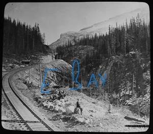 KICKING HORSE PASS ALBERTA CANADA C1890 Magic Lantern Slide ANTIQUE PHOTOGRAPH - Picture 1 of 5