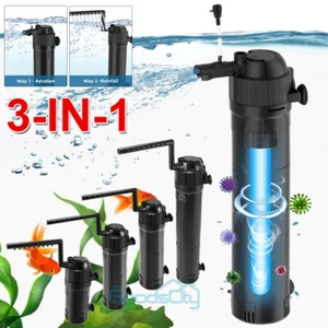 3-IN-1 Internal Aquarium Fish Tank UV Sterilizers Filter Submersible Water Pump - Picture 1 of 43