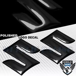 2 X 2" MOTO/BIKE 3D POLISH/SHINY EMBLEM DECAL LOGO FENDER STICKER SUZUKI BLACK - Picture 1 of 1