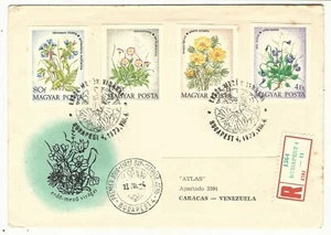 Hungary: 1973; registered Cover to Venezuela, 4 set imperf of flowers, EBHU05 - Picture 1 of 2