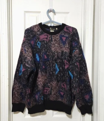 Suéter De Colección PAPILLON ITALIA Mezcla de Lana Mohair Cuello Redondo Geo Estampado Para Hombre 48 Real Foto 1 de 4