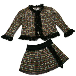 Nobody's Business Jacket Skirt Girls 5 6X Black Set Long Sleeve Check Tweed USA - Picture 1 of 17