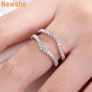 Newshe Womens Moissanite Ring Enhancers and Wrap Guard Sterling Silver Ring Band - Picture 1 of 8