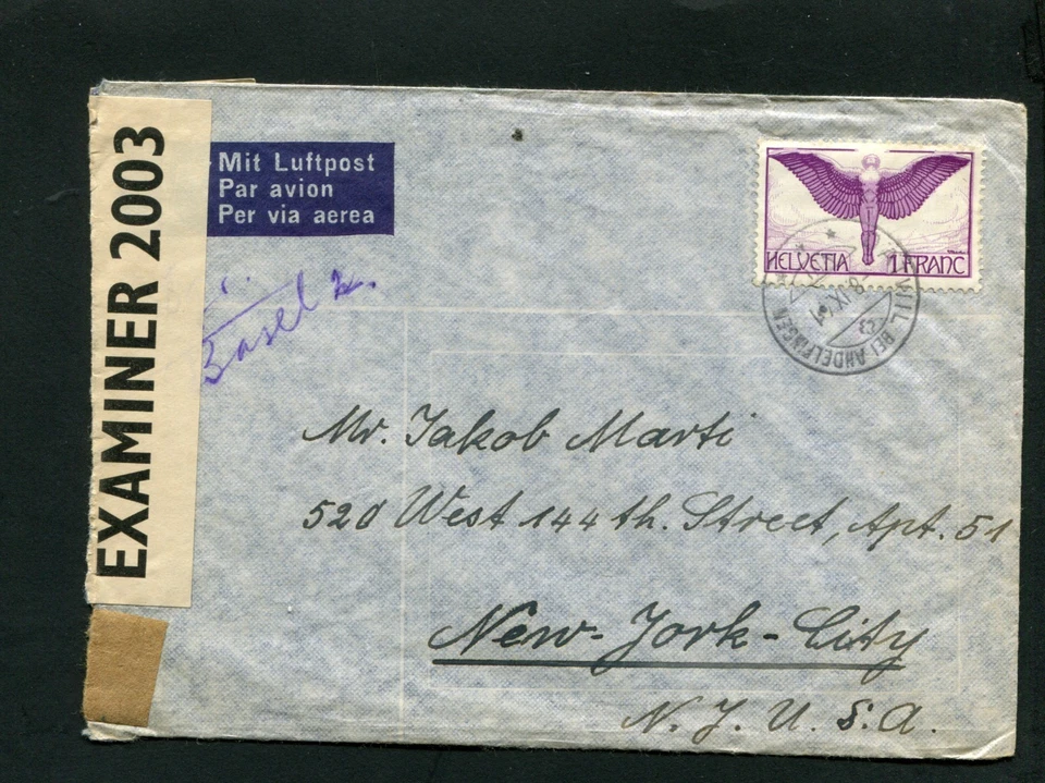 Suiza - Nr. 191z EF Correo Aéreo En La Guerra 1941 (#4258) - Imagen 1 de 1
