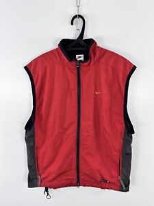 Vintage Nike Nylon Embroidery Swoosh Logo Red Vest Size L