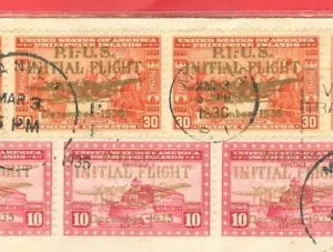 Filippine 7 francobolli sovrastampa PIUS VOLO INIZIALE usato in copertina per USA - Foto 1 di 2