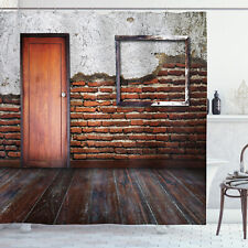 Antique Frame Brick Wall Aged Old Room Rustic Wooden Floor Print Shower Curtain