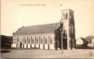 Postal de arte americano de la iglesia de San Luis Fort Kent Maine Photolux DB UNP - Imagen 1 de 2