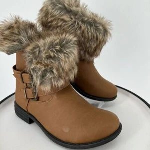 OLIVIA MILLER FAUX FUR VEGAN LEATHER FASHION SHERPA LINED BOOTIES. - Picture 1 of 14