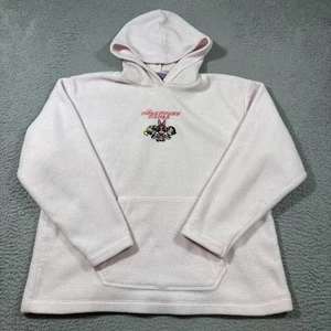 VTG Powerpuff Girls Fleece Pink Hoodie Sweatshirt L/XL Pullover TV Show 90s Y2K - Picture 1 of 8