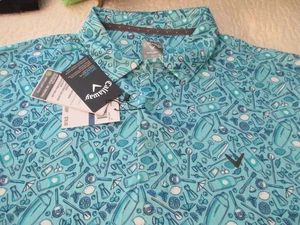 NWT!! Callaway Opti-Dri Men's Size XL Tropical Cocktail Print Short Sleeve Polo - Picture 1 of 10
