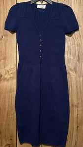 Vintage ST. JOHN for I. Magnin Blue Santana Knit Sweater Dress No Size 2 4 - Picture 1 of 6