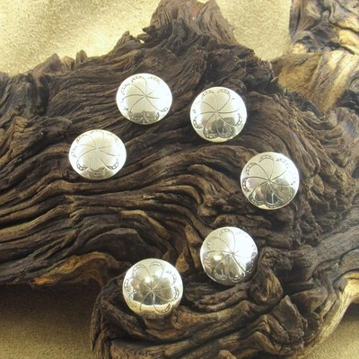 Set of Six Matching Sterling Silver Button Covers - Image 1 of 4