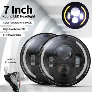 2 Piezas Faros LED 60W 7" con Proyector H4-H13 Conector DRL para Land Rover Jeep - Imagen 1 de 12