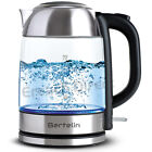 Bertelin Blue LED Illuminating Glass Kettle 360 Rotation Cordless Electric 1.7L