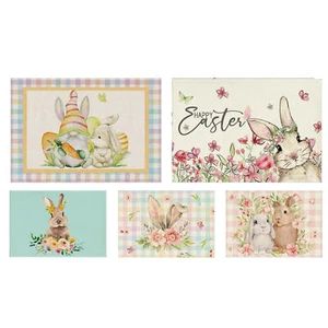 Easter Placemats 12x18 Inch Bunny Rabbit Flower Kitchen Dining Table - Picture 1 of 17