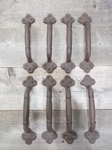 8 Rustic Cast Iron Barn Handles Antique Style Restore Gate Pull Door Handle LONG Cover