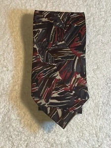 Geoffrey Beene Multi-Color Abstract Silk Tie Red Purple Gray - Picture 1 of 6