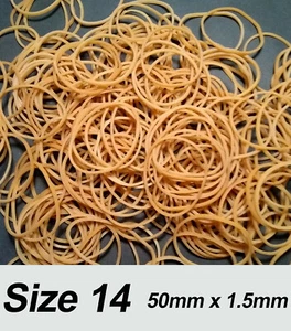 TALLA 14 Bandas Gomas ELÁSTICAS Elásticas - 50mm x 1.5mm Para ESCUELA Hogar Oficina NUEVO - Imagen 1 de 5