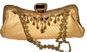 CLARA KASAVINA PUFF CLUTCH BAG ✪NEW✪ RARE SWAROVSKI PURSE PYTHON SNAKE - Picture 1 of 3