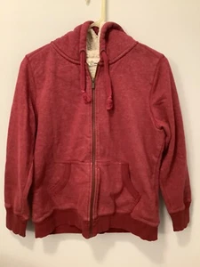 L.L.Bean Sweatshirt Women's Sherpa-Lined Hoodie Marroon Red Medium Full Zip USA - Picture 1 of 8