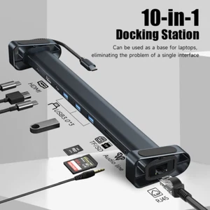 Estación de Acoplamiento USB 10 en 1, HDMI 4K, 100 vatios, Gigabit RJ45, USB 3.0 +más - Imagen 1 de 6