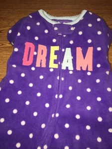 Carter’s Footed Fleece Sleeper “DREAM” Pajamas Girl Purple size 6 Months - Picture 1 of 4