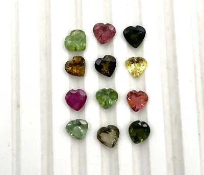 Natural Multi Tourmaline Heart Cut Loose Gemstone Lot 20 Pcs 5.50-6 MM 12 CT - Image 1 of 4