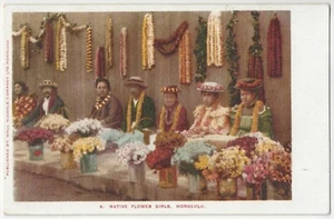 1905 Honolulu, Hawaii - Native Flower Girls - Vintage Postcard - Imagen 1 de 2