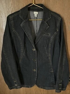 Venezia Dark Jean Jacket 14/16 Fitted Flare With French Cuffs - Picture 1 of 10