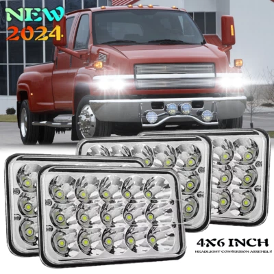 4X LED HEADLIGHTS 4X6 FIT 2003-2008 2009 CHEVY KODIAK C4500 C5500 SEALED BEAM - Image 1 of 4
