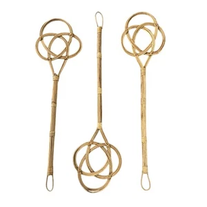 Lot of 3 Vintage Woven Rattan Rug Carpet Beater Farmhouse Boho Wicker 32" - Picture 1 of 8