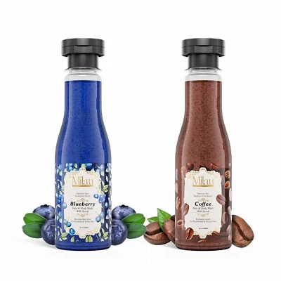 Milau PROFESSIONAL Blueberry & Coffee Body & Face Wash Gel, 200ML Each,Pack of 2 - Image 1 of 4