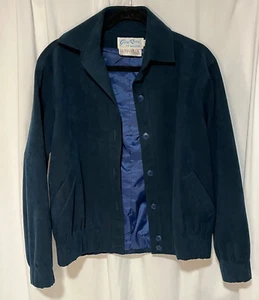 VTG Gino Rossi for Wilson Ultra Suede Blue Teal Jacket Women's size 12 Excellent - Picture 1 of 16