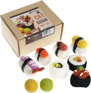 Woolbuddy Chat Sushi Jouet, 8pcs, Jouet Chat en Laine pour L'Ennui & Stimuler, Mignon - Photo 1/6