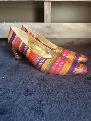 Zapatos de salón vintage Timothy Hitsman multicolores a rayas talla 9,5N Foto 1 de 4