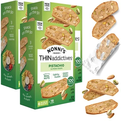 Galletas finas de almendra Nonni's THINaddictives - Paquete de 3 cajas (13,2 onzas) Foto 1 de 4