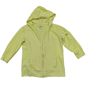 Style & Co Sport Women’s Hoodie Jacket Yellow Full Zip Pockets Sz S 100% Cotton - Picture 1 of 11