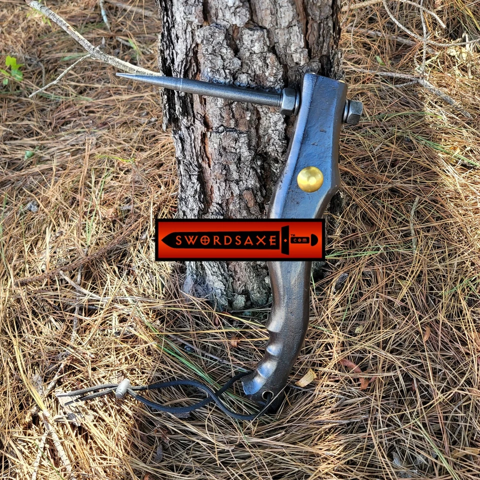 Hacha de pico de hielo forjada a mano mango de madera pulido mango de cordón de espiga de marlín extraíble Foto 1 de 1