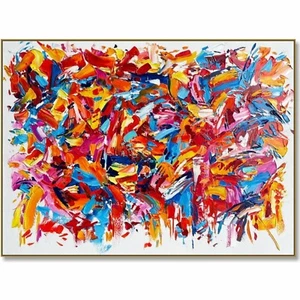 Abstract Painting on Canvas Original Colorful Wall Art Heavy Textured Artwork - Picture 1 of 7