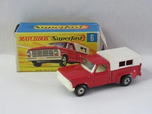 Lesney Matchbox Superfast #6 Ford Pick-up 1970 rosso con scatola originale Inghilterra - Foto 1 di 10