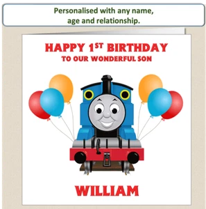 Biglietto di compleanno personalizzato Thomas The Tank figlio nipote figlia TTT3 - Foto 1 di 6