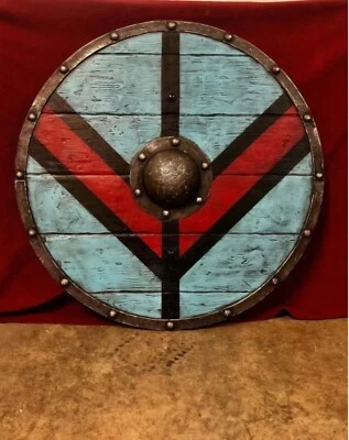 Escudo medieval escudo vikingo 24" o 30" escudo de madera metal pesado equipado Foto 1 de 4