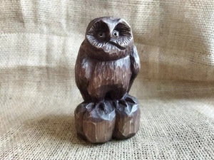 Handcarved wooden owl statue. Unique forest inspired sculpture - Picture 1 of 3