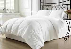 White Down Alternative Patchwork Comforter Hypoallergenic Plush Microfiber Fill - Picture 1 of 8
