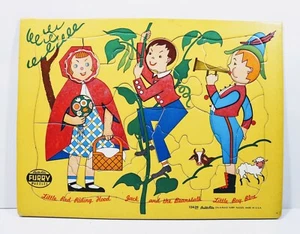Vintage Fuzzy Tray Puzzle Fairy Tales & Nursery Rhymes - 1960's - Picture 1 of 3