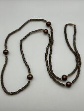 QVC Honora 14k yellow gold Brown topaz chocolate Pearl 36"single strand Necklace
