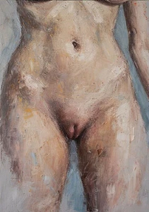 Artistic Print Womans Vagina Painting On Canvas Original 36"x56" Nude Art Print - Picture 1 of 6