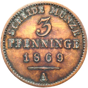 Prussia – Wilhelm I. - Coin - 3 Pfennig 1869 A-Berlin-CONSERVATION! - Picture 1 of 2