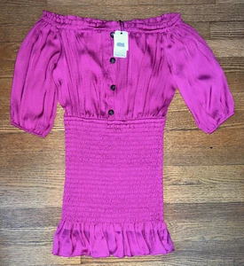 NAKED ZEBRA SMOCKED DRESS womans size small pink - Picture 1 of 8